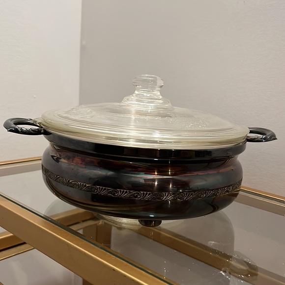 Antique Silver Plate and Glass Casserole Dish with Lid - Picture 4 of 8